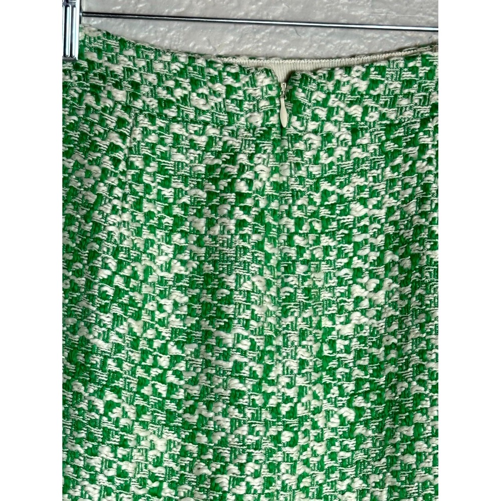 J.Crew No. 2 Pencil Skirt Womens 00 Green Cotton Tweed Back Zip Slit Office Wear - Picture 6 of 8